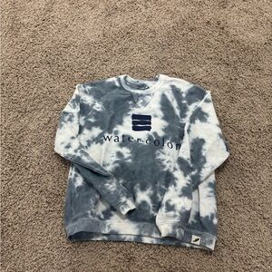 League Blue and White Tie-Dye Crewneck Sweater